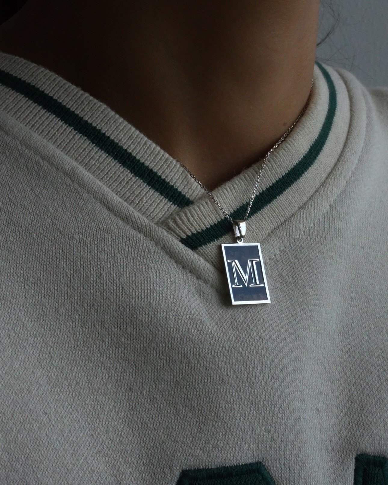 BLACK INITIAL NECKLACE