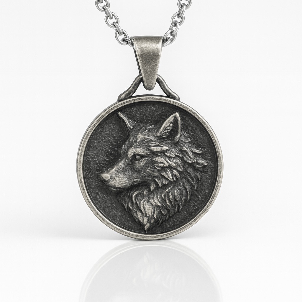 MEDALLION WOLF NECKLACE 925