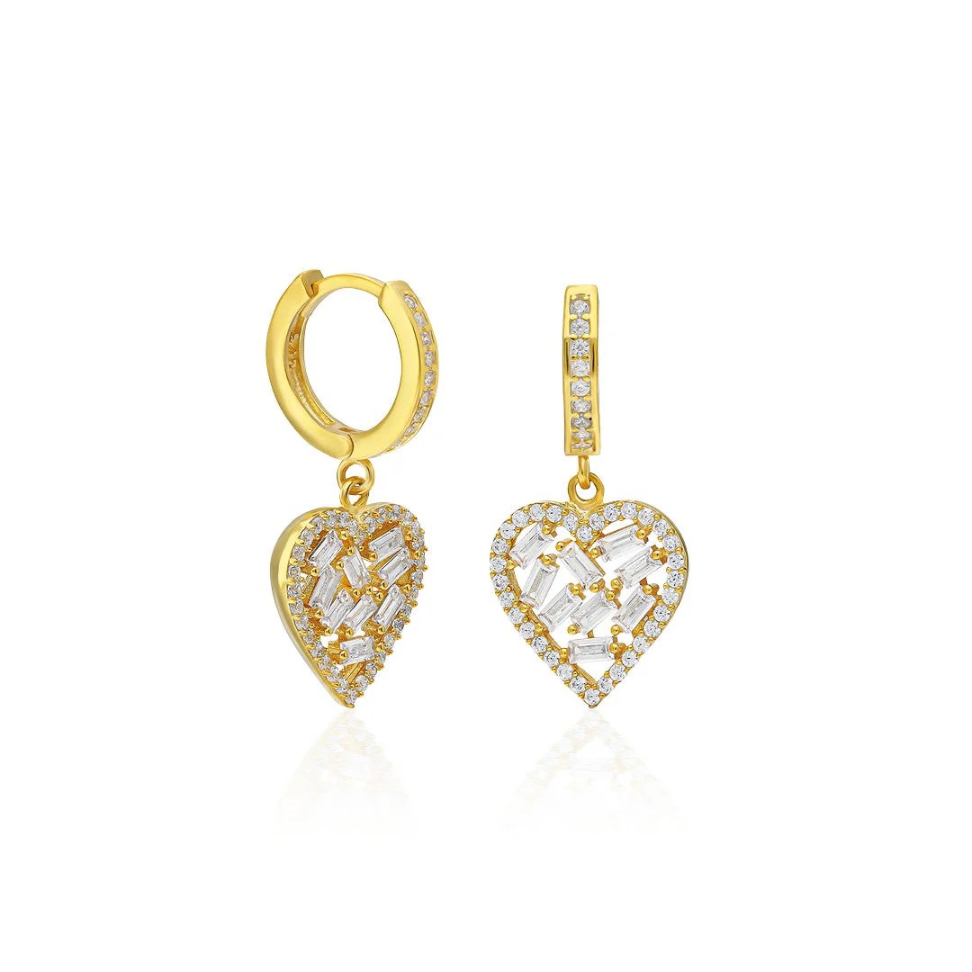 BAUGETTE HEART EARRINGS 925