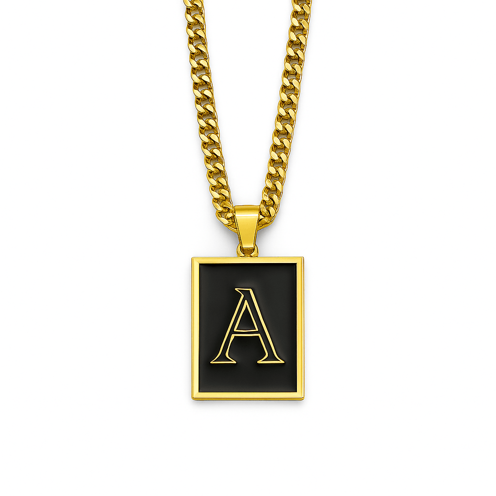 BLACK INITIAL NECKLACE