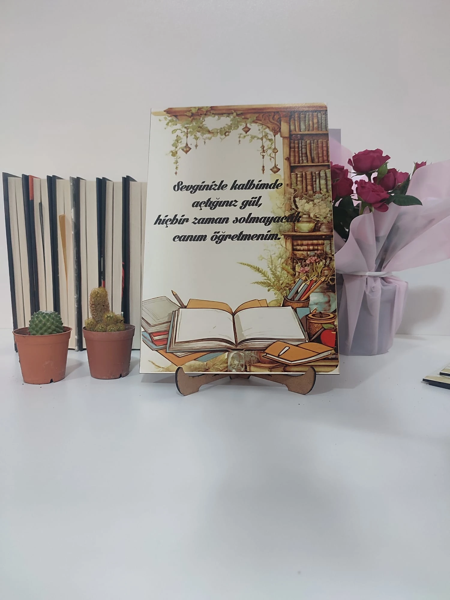 Öğretmene Özel Sözlü Dekoratif Masa Tablosu