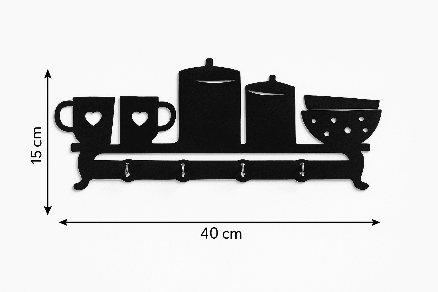 Dekoratif Ahşap Mutfak Askılığı (40x15 cm)