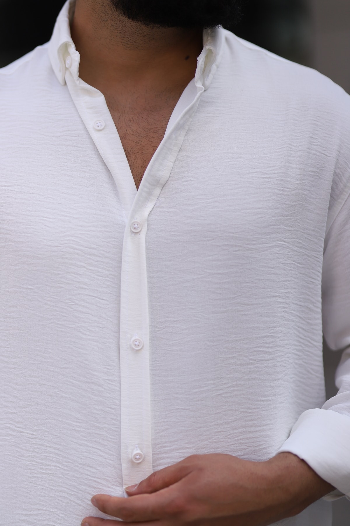 Ayrobin Uzun Kollu Esnek Likralı Rahat Yarım Oversize Erkek Gömlek