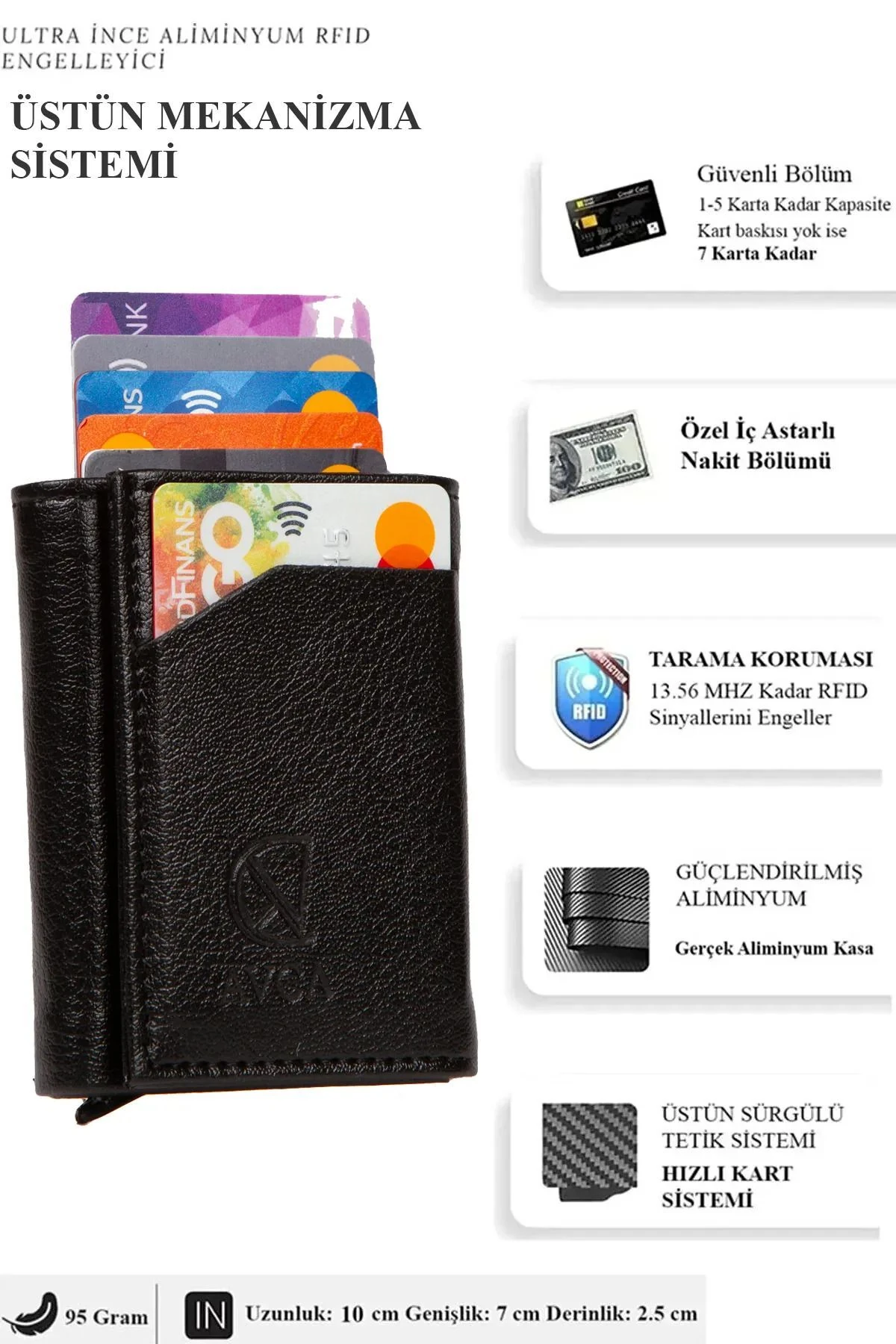 Otomatik Mekanizmalı Çok Gözlü Akıllı Kredi Kartlık Kartvizitlik Unisex Cüzdan Deri Cüzdan