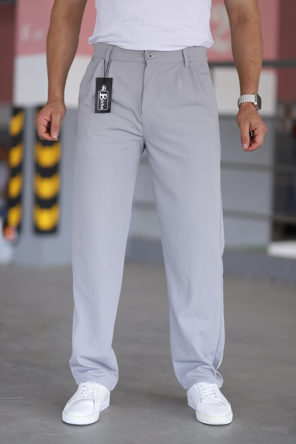 Çift Pileli Beli Lastikli Kaliteli Rahat Kesim Örme Baggy Pantolon