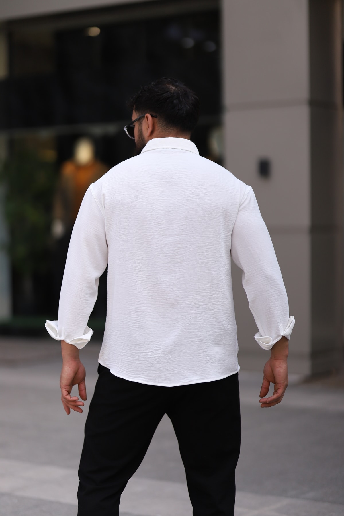Ayrobin Uzun Kollu Esnek Likralı Rahat Yarım Oversize Erkek Gömlek