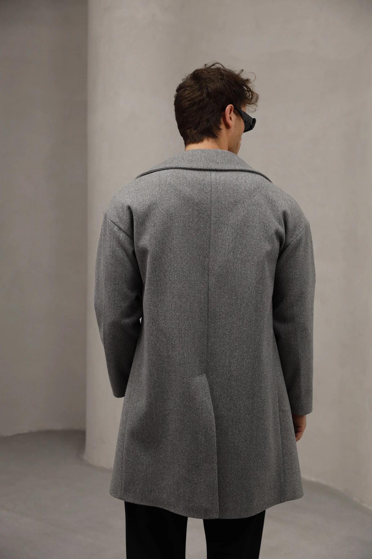 Yarım Oversize Rahat Kesim Uzun Erkek Kaşe Kaban Palto