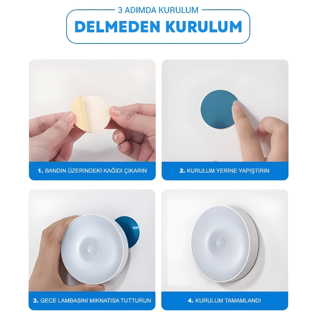 Hareket Sensörlü Led Aydınlatma USB Şarjlı & Mıknatıslı / Mutfak Dolapları & Koridor & Dolap İçi