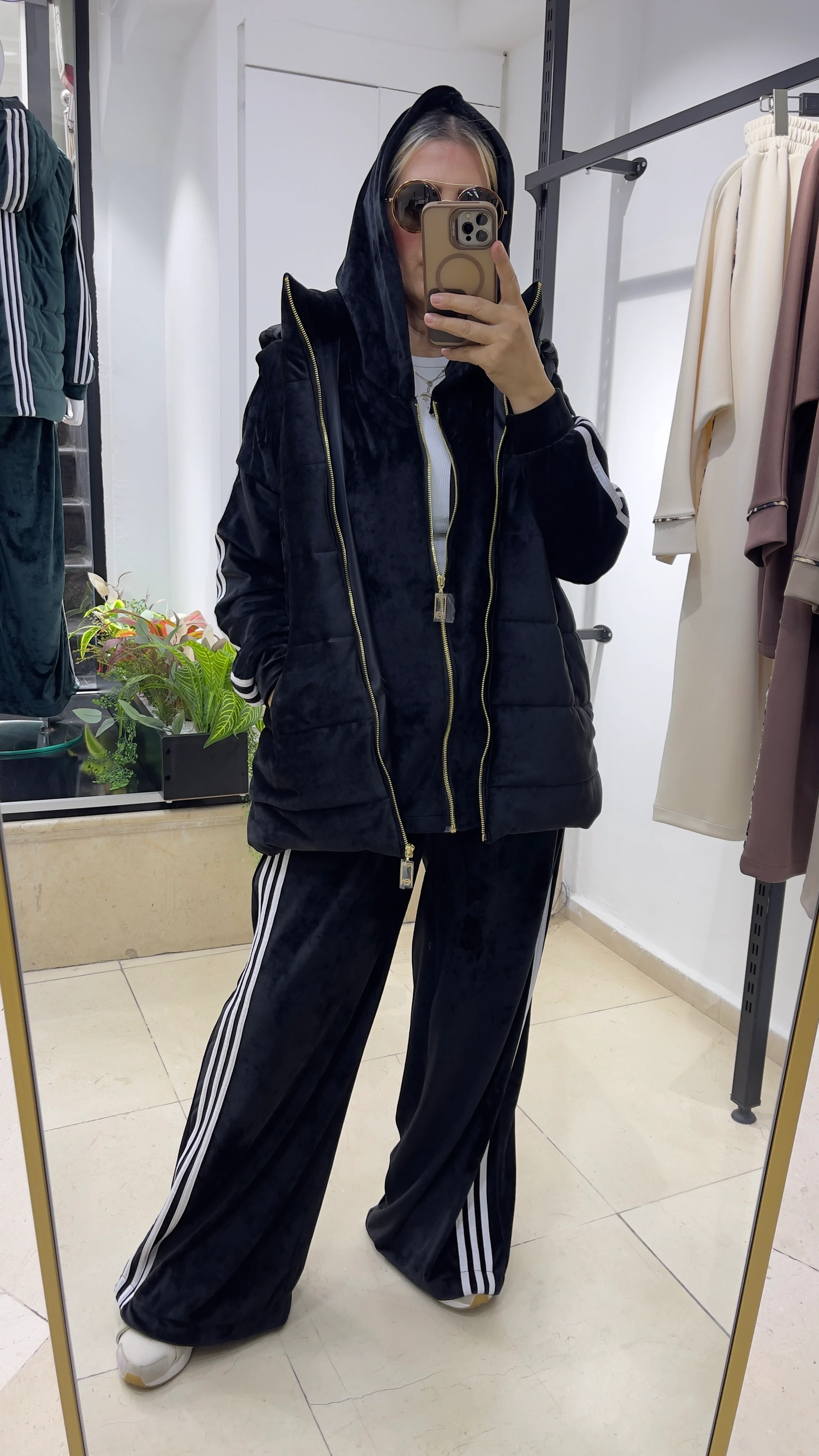 Yelekli Fransız Kadife Takım - Lacivert