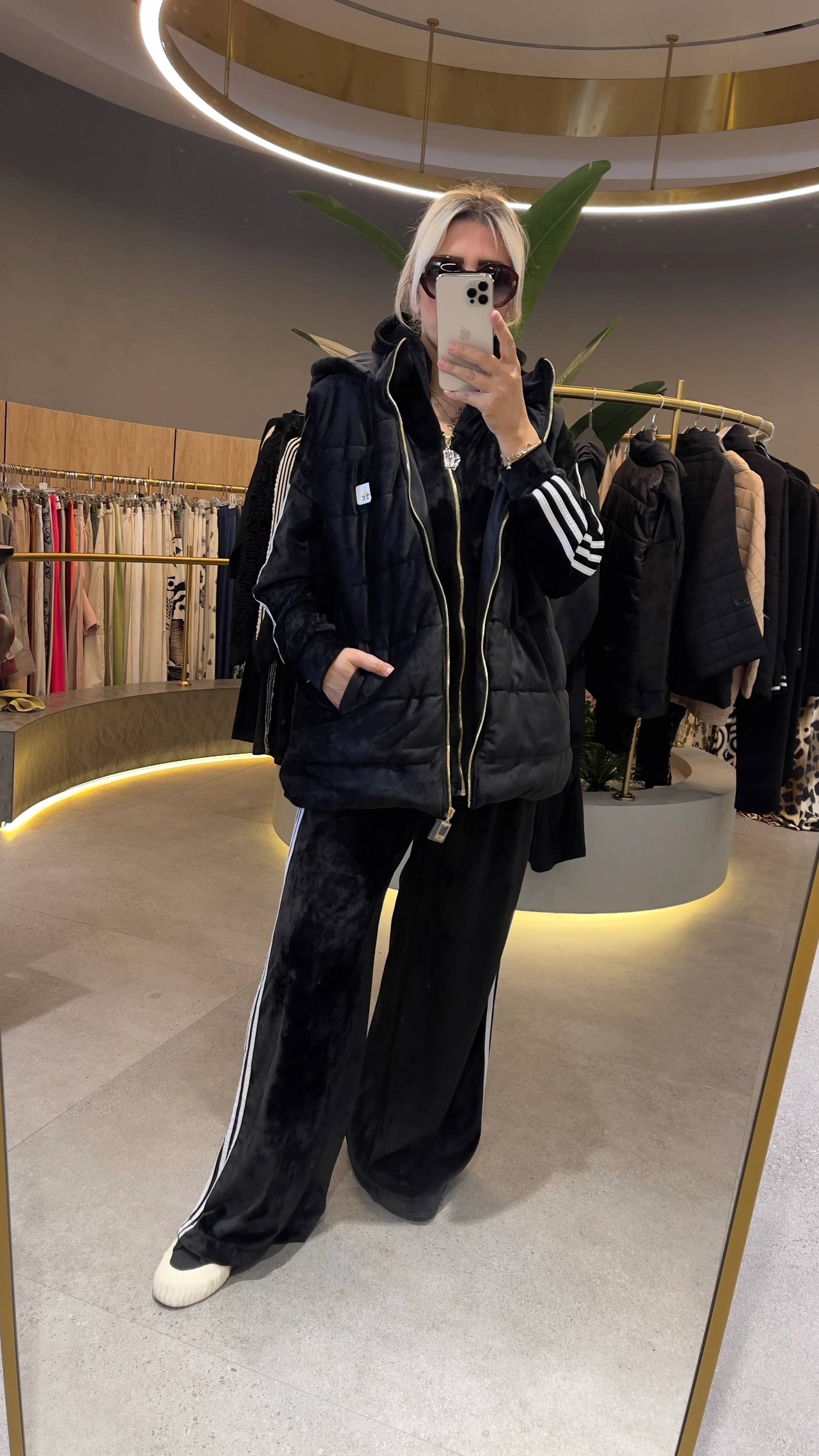 Yelekli Fransız Kadife Takım - Siyah