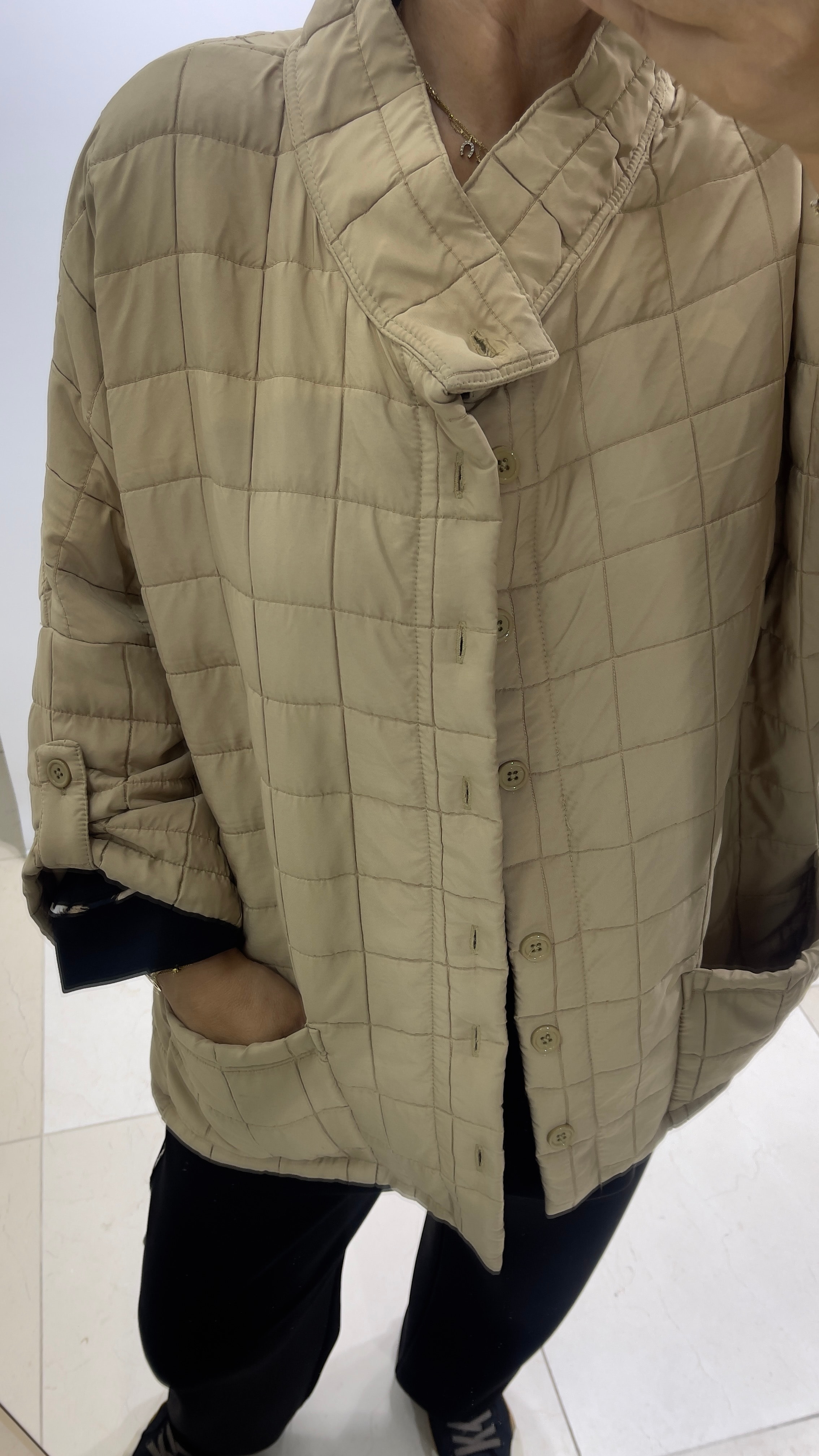 Düğmeli Kapitone Mont