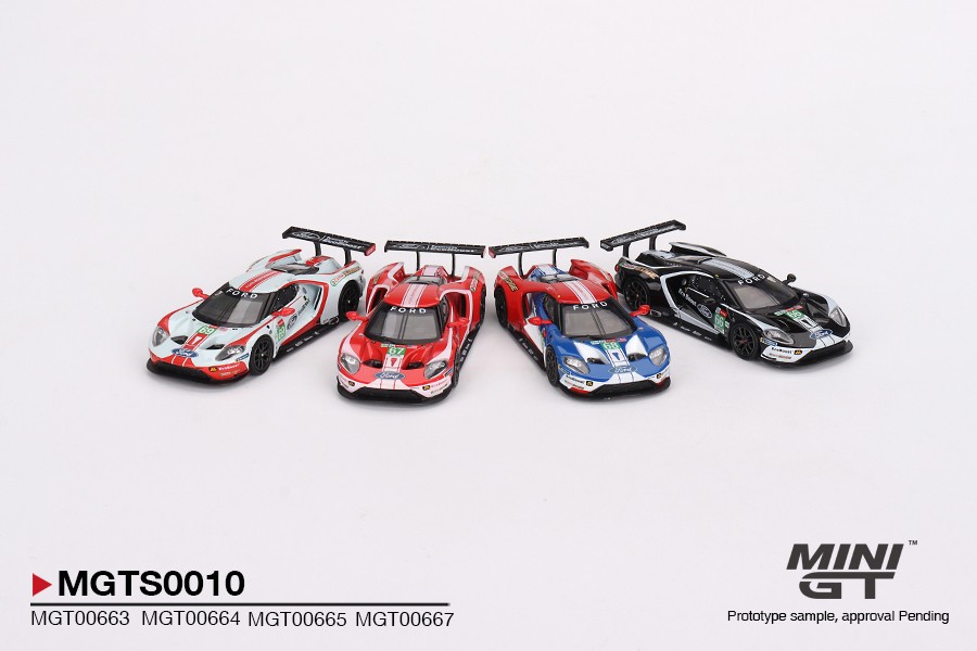 Ford GT LMGTE PRO 2019, 24 Hrs of Le Mans Ford, Chip Ganassi Team 4 Cars Set, Mini GT [010]