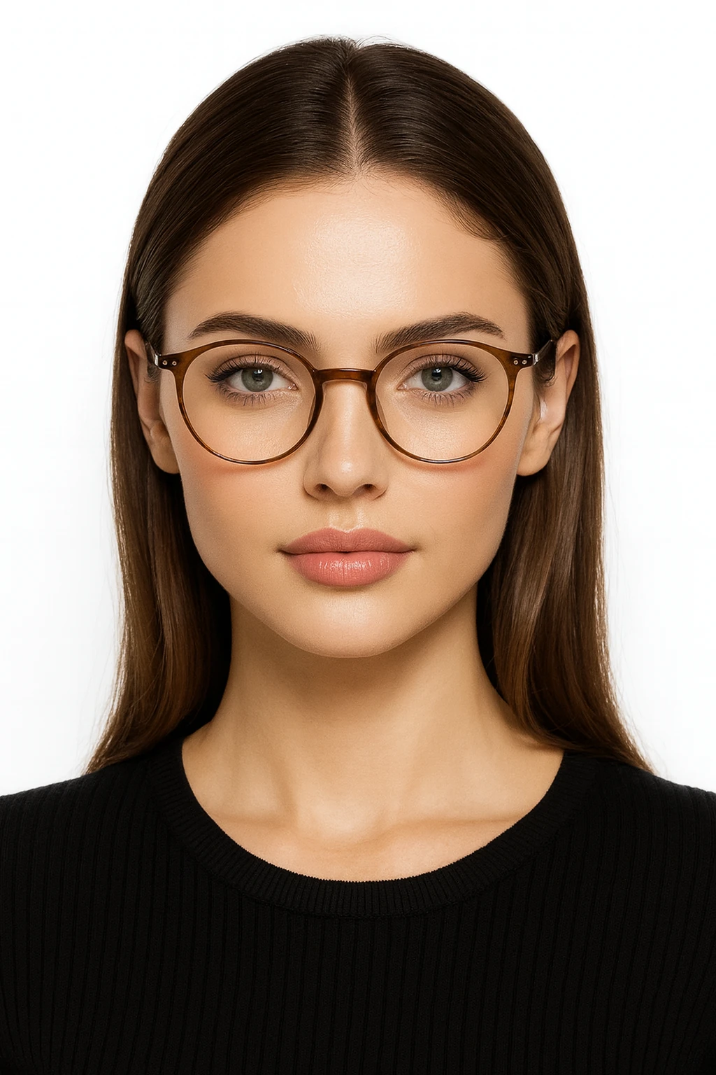 Oval Mavi ışık Korumalı Bilgisayar Ekran Gözlüğü - kahverengi