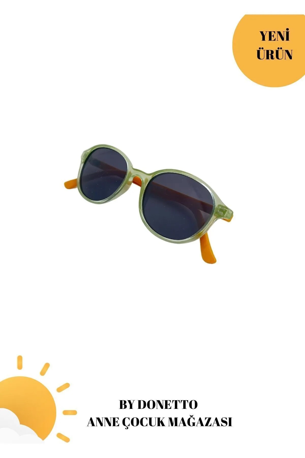 By Donetto Yeni-unisex ( 1-5 Yaş ) %100 Uv Korumalı Polarize Yeşil Sarı Çocuk Güneş Gözlüğü