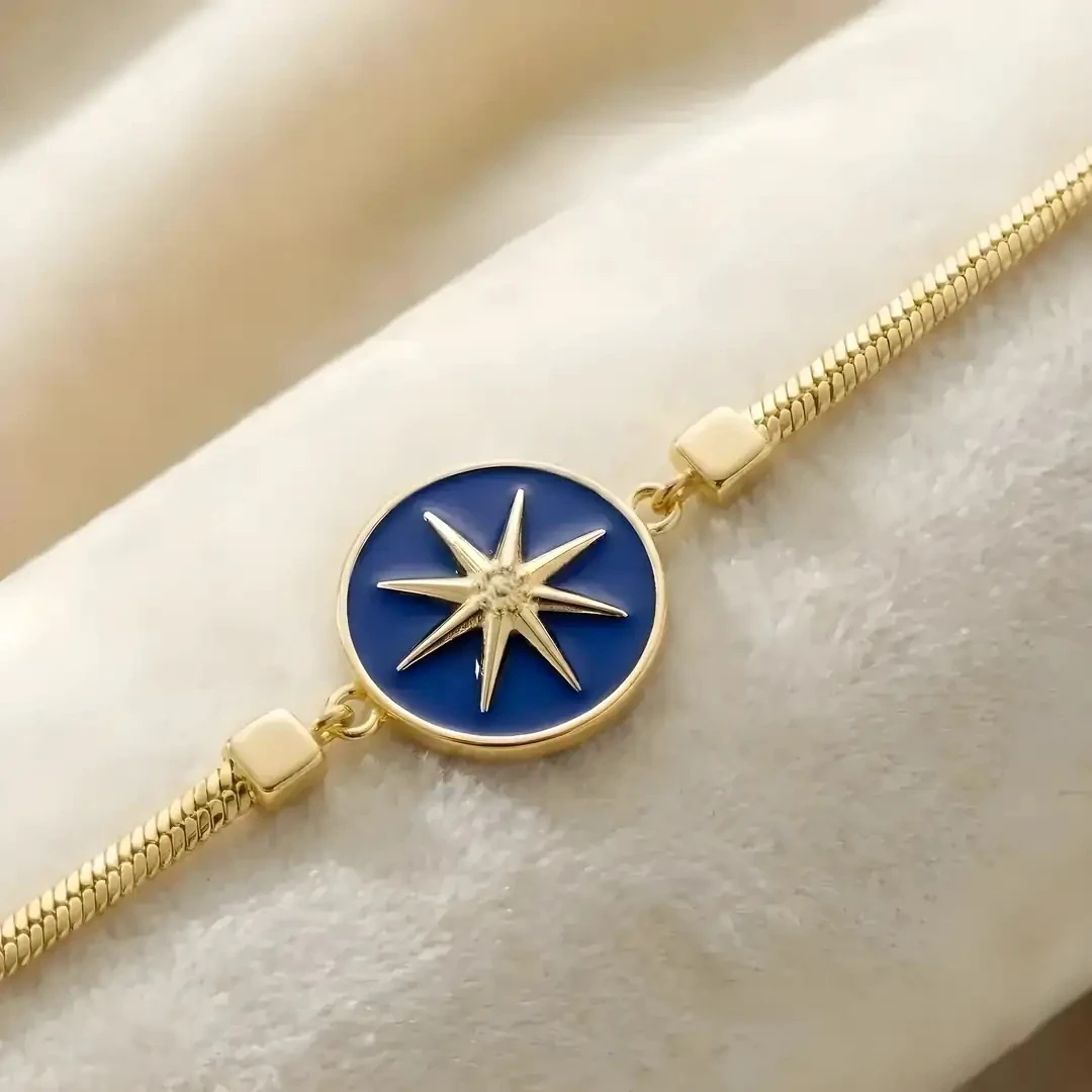 14 Ayar Altın Lacivert Mineli Kutup Yıldızı Bileklik – 4.55 Gram