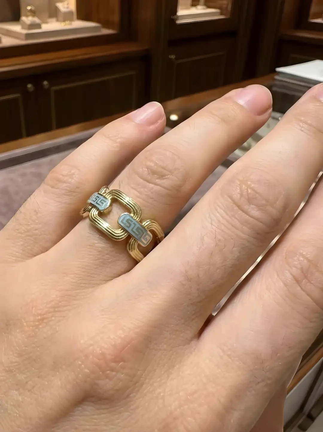 14 Ayar Altın Firuze Mineli Yüzük | Modern Desen Tasarım – 3.28 Gr