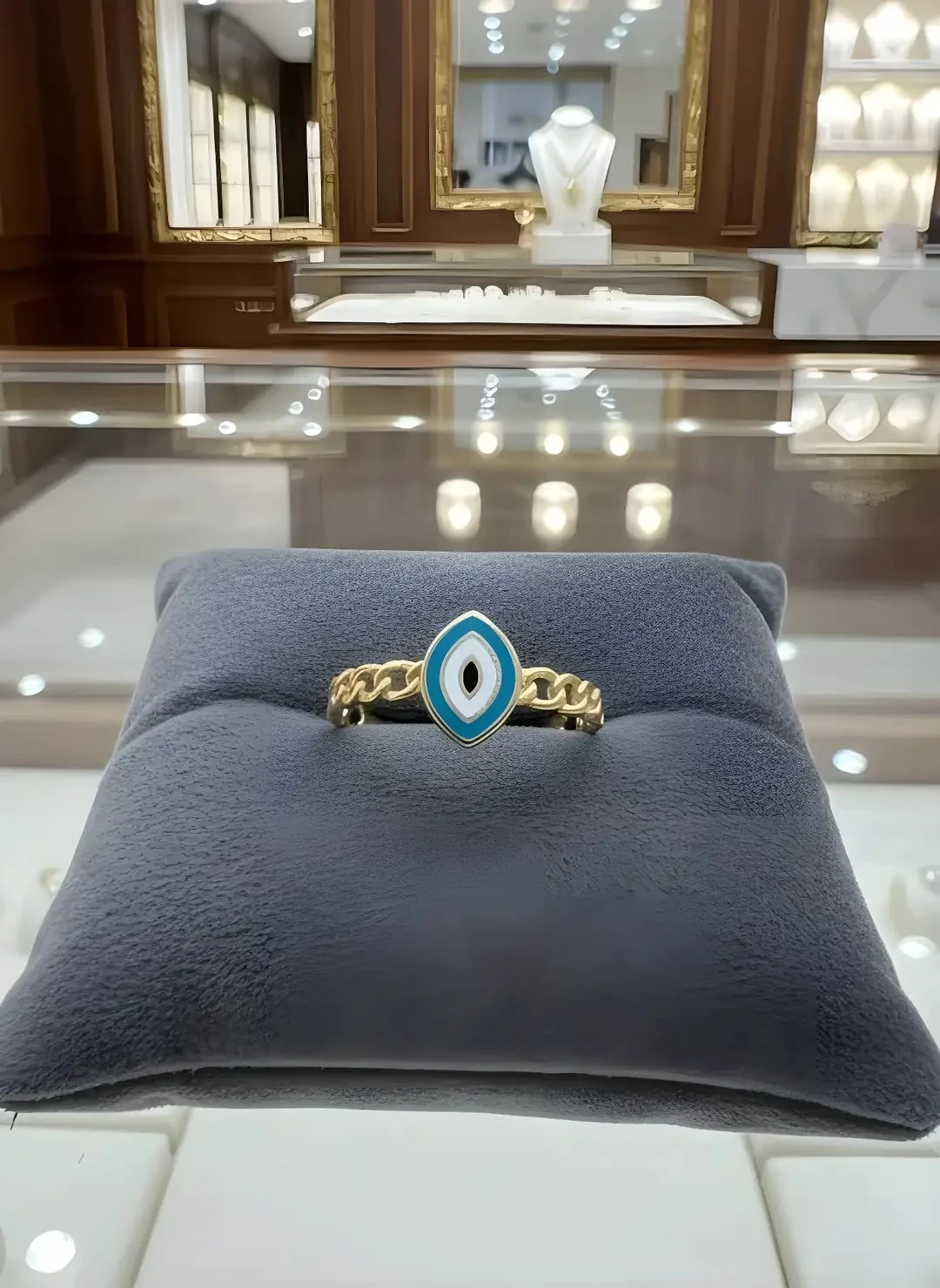 14 Ayar Altın Mineli Nazar Yüzük – 1.64 gr