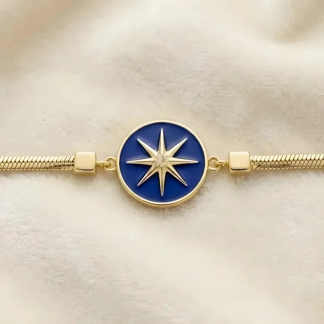14 Ayar Altın Lacivert Mineli Kutup Yıldızı Bileklik – 4.55 Gram