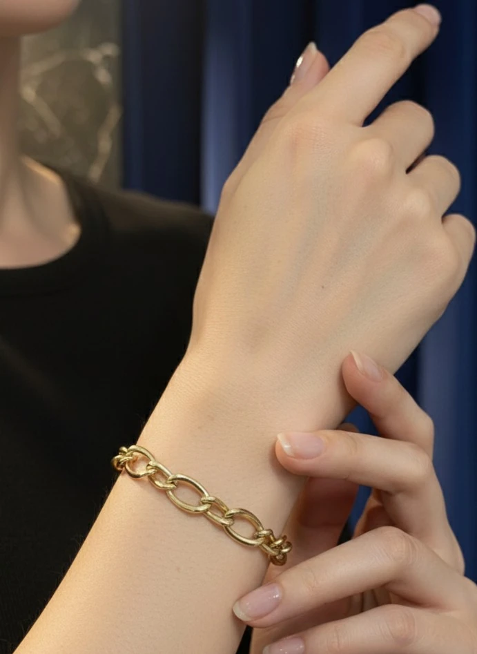 14 Ayar Altın Halka Bileklik – 4.90 gr | Modern Zincir Formlu Şık Tasarım