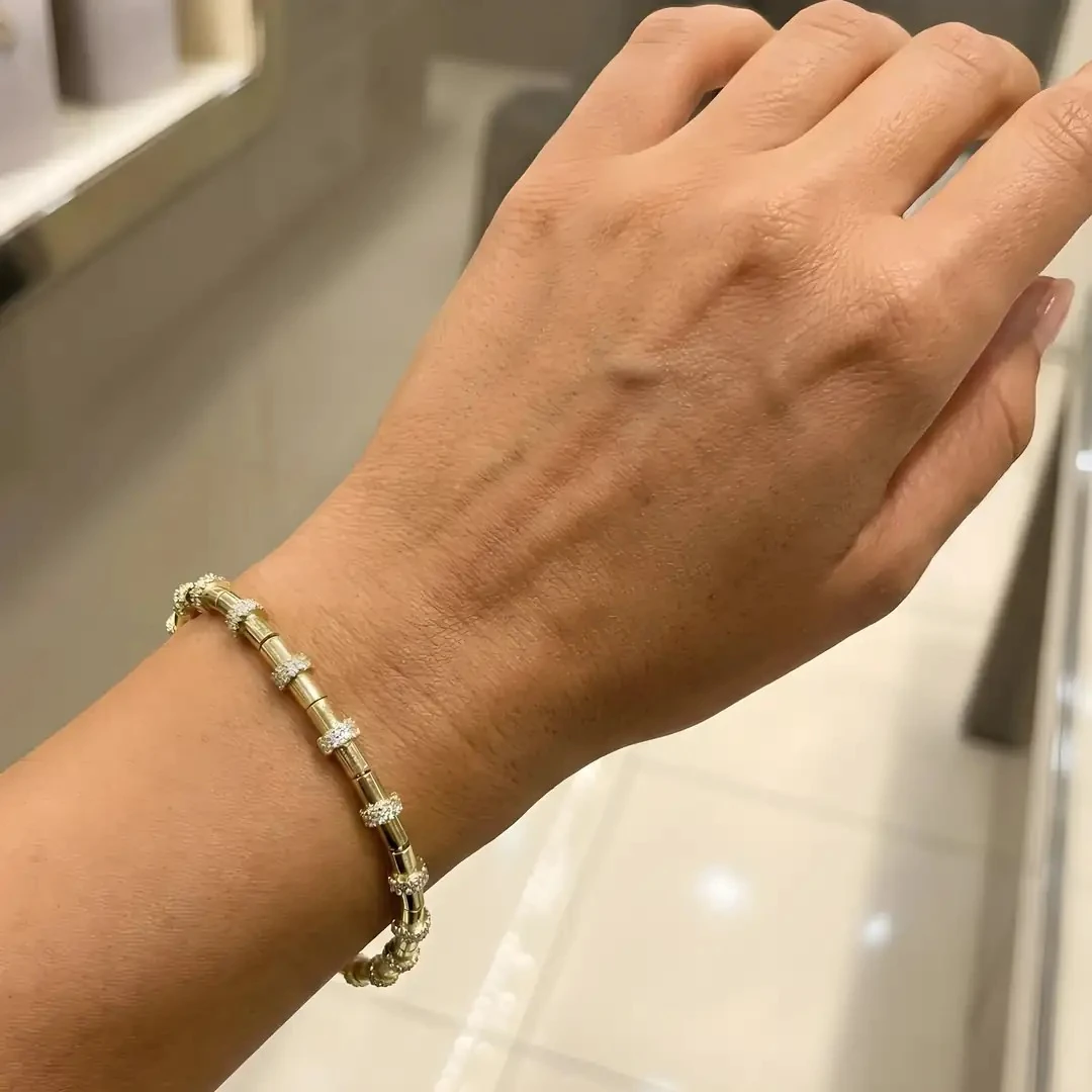 14 Ayar Altın Taşlı Panel Bileklik – 7.66 Gram Modern Model 