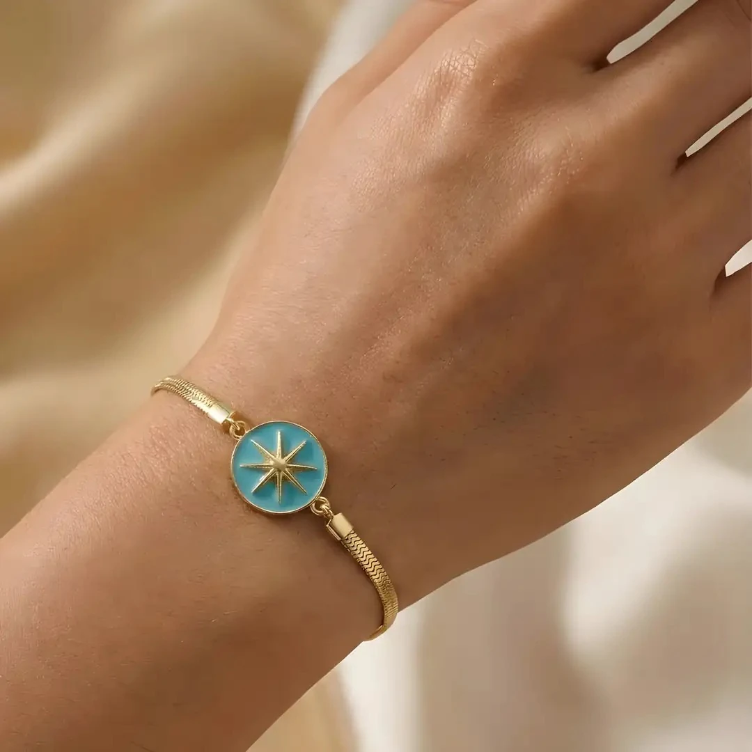 14 Ayar Altın Firuze Kutup Yıldızı Bileklik – 4.55 Gram 