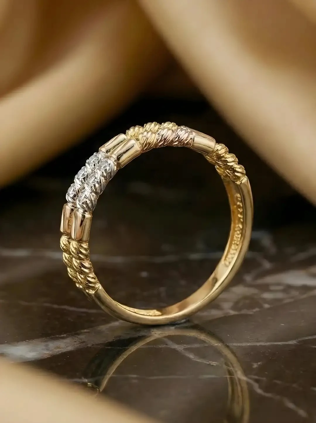 14 Ayar 3 Renk Dorikalı Altın Yüzük – 2.22 Gr