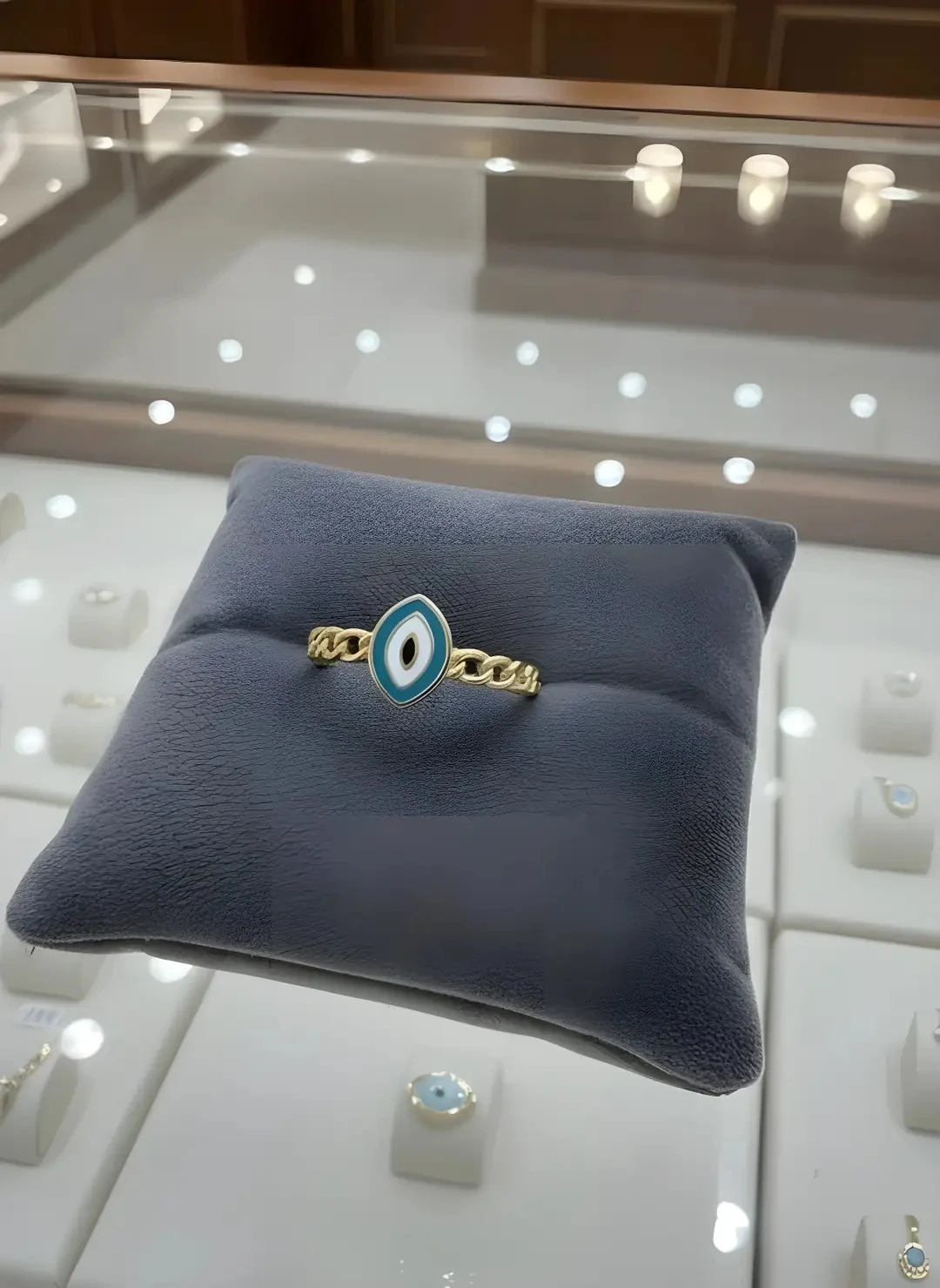 14 Ayar Altın Mineli Nazar Yüzük – 1.64 gr