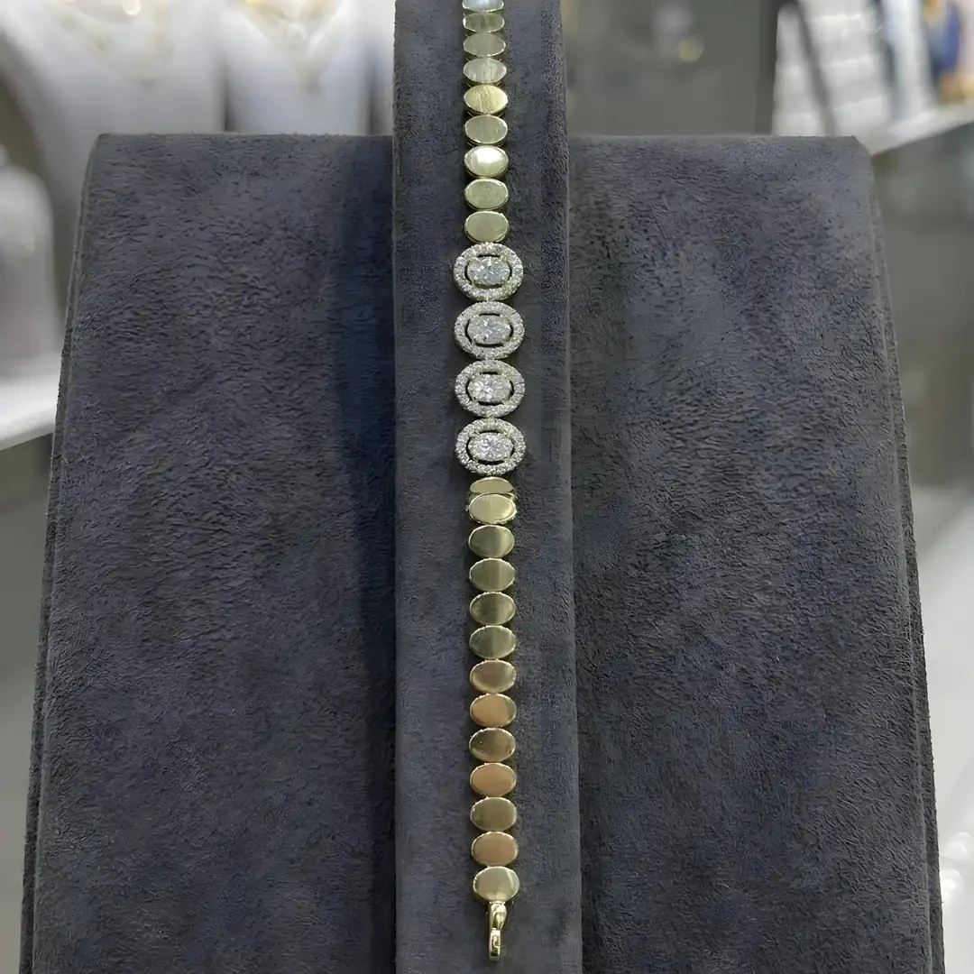 14 Ayar Altın Oval Taşlı Bileklik – 8.81 Gram | Işıltılı Zarif Tasarım