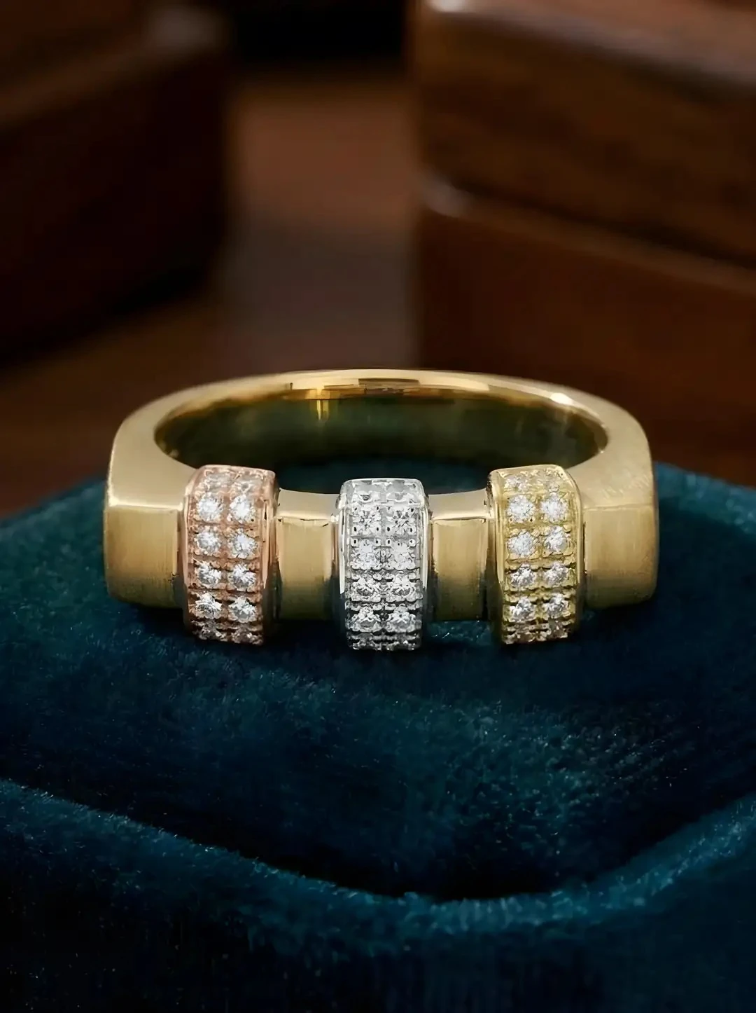 14 Ayar Altın 3 Renk Modern Yüzük | 3.18 Gr Şık Günlük Altın Yüzük