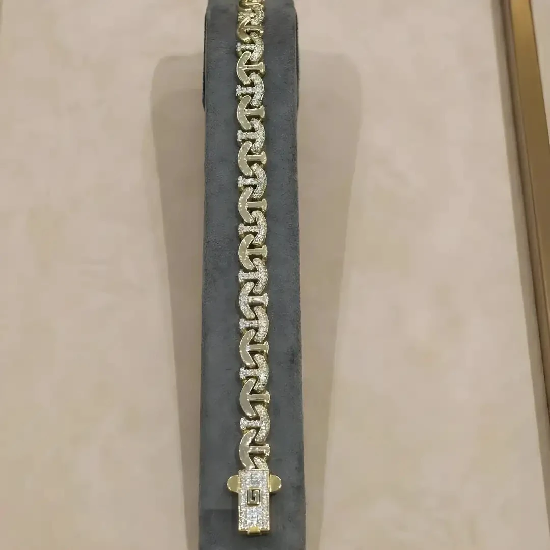 14 Ayar Altın Baget Taşlı Bileklik – 12.82 Gram | Lüks & Işıltılı Tasarım