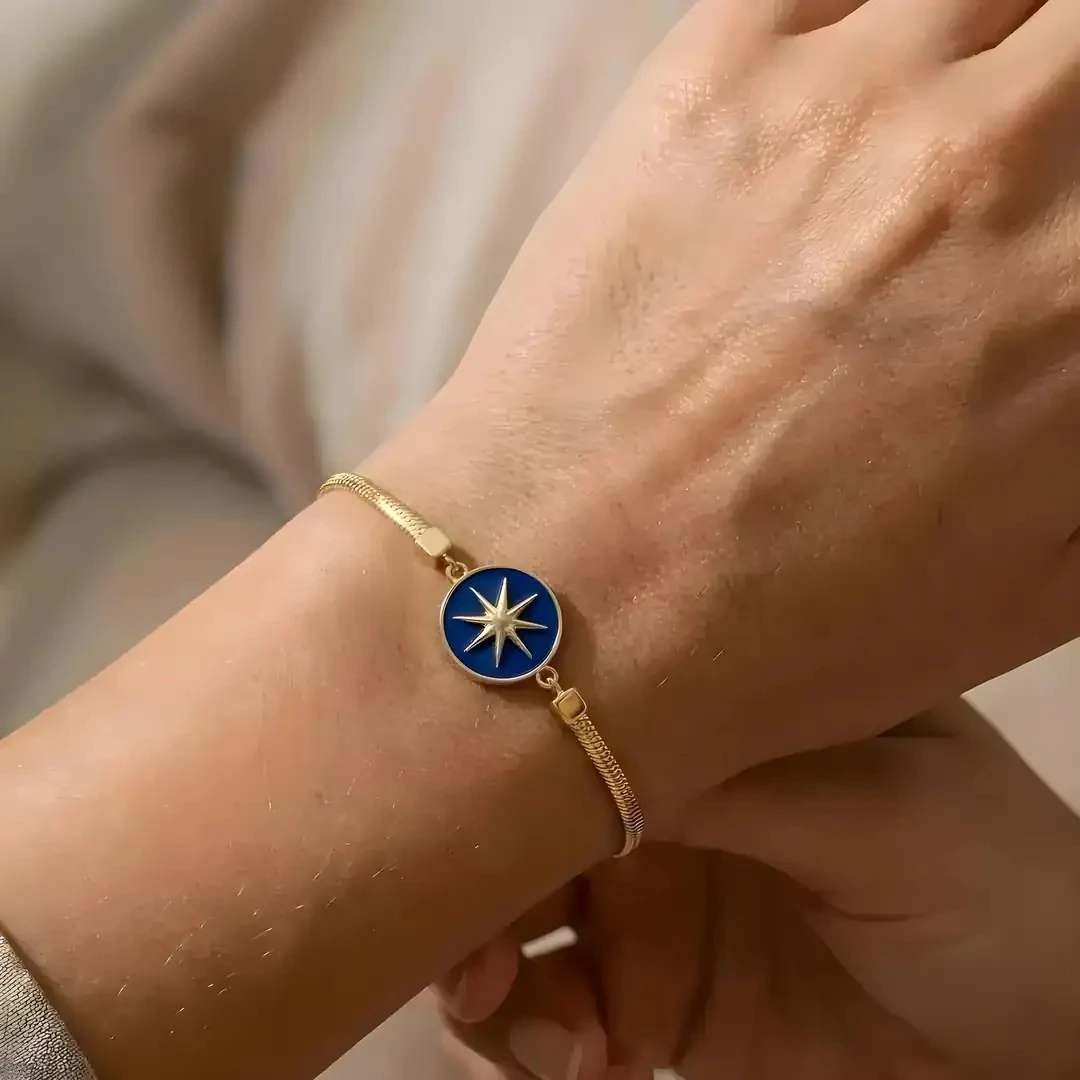 14 Ayar Altın Lacivert Mineli Kutup Yıldızı Bileklik – 4.55 Gram