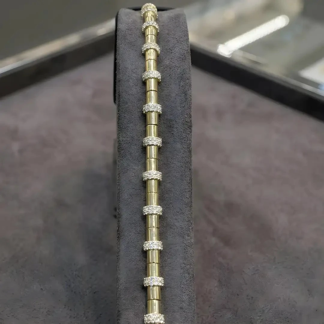 14 Ayar Altın Taşlı Panel Bileklik – 7.66 Gram Modern Model 