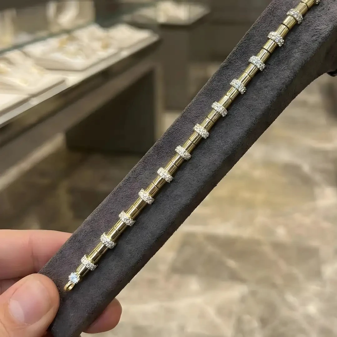 14 Ayar Altın Taşlı Panel Bileklik – 7.66 Gram Modern Model 