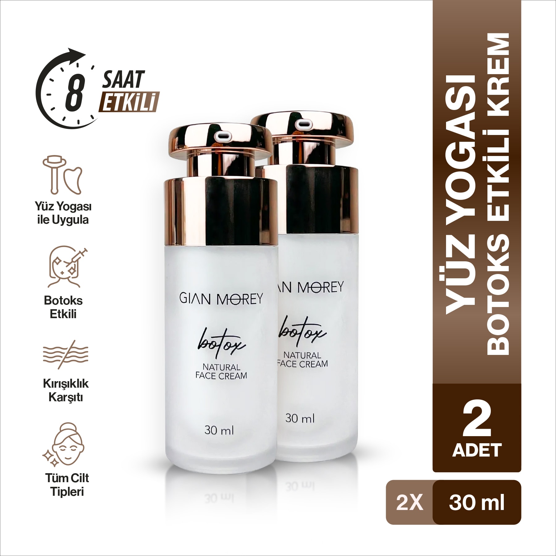 Botoks Etkili Kırışıklık Karşıtı Natural Yüz Kremi - 30ml - 2 Adet