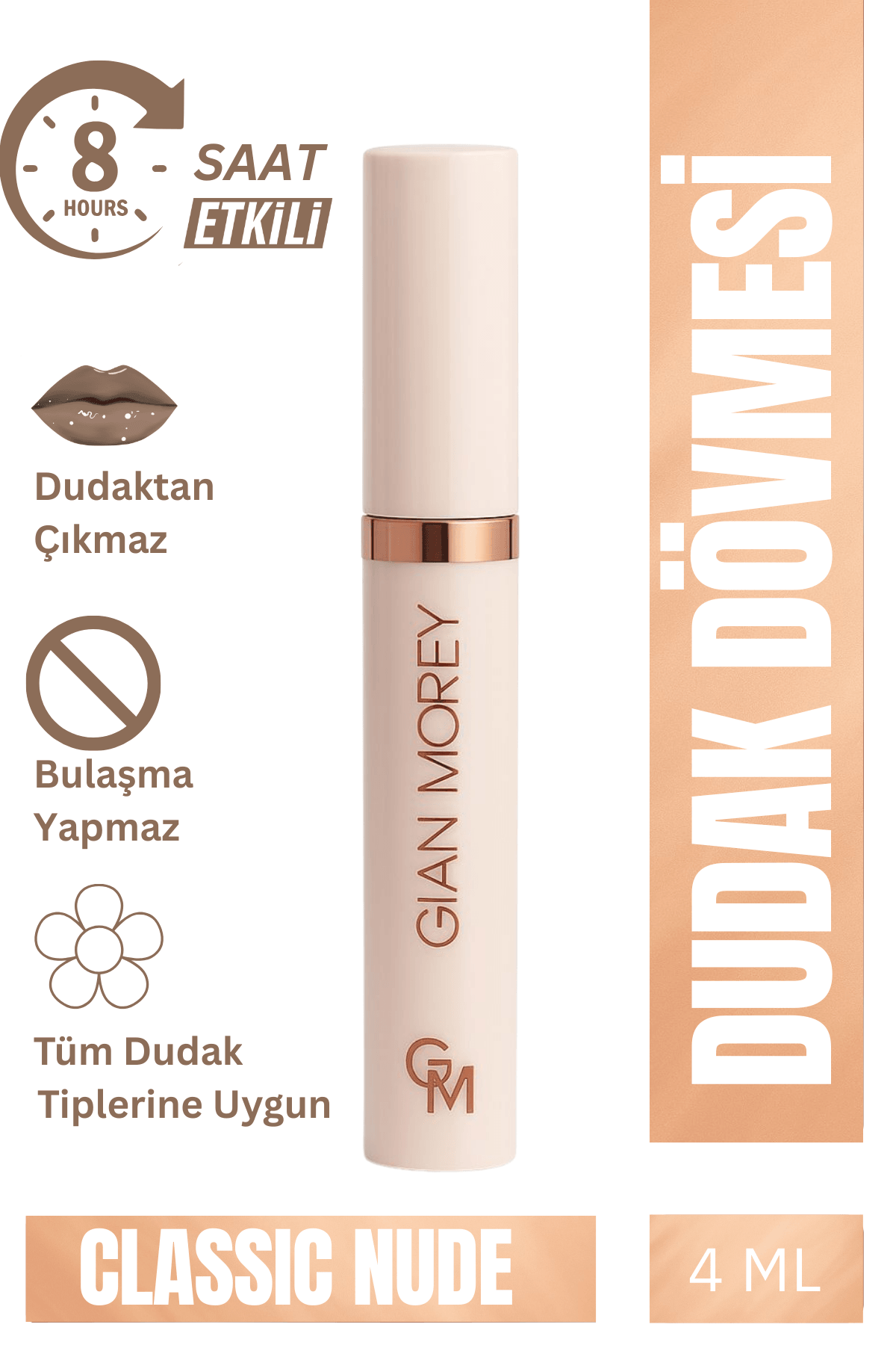 Gian Morey Dudak Dövmesi Soyulabilir Kalıcı Ruj - Classic Nude