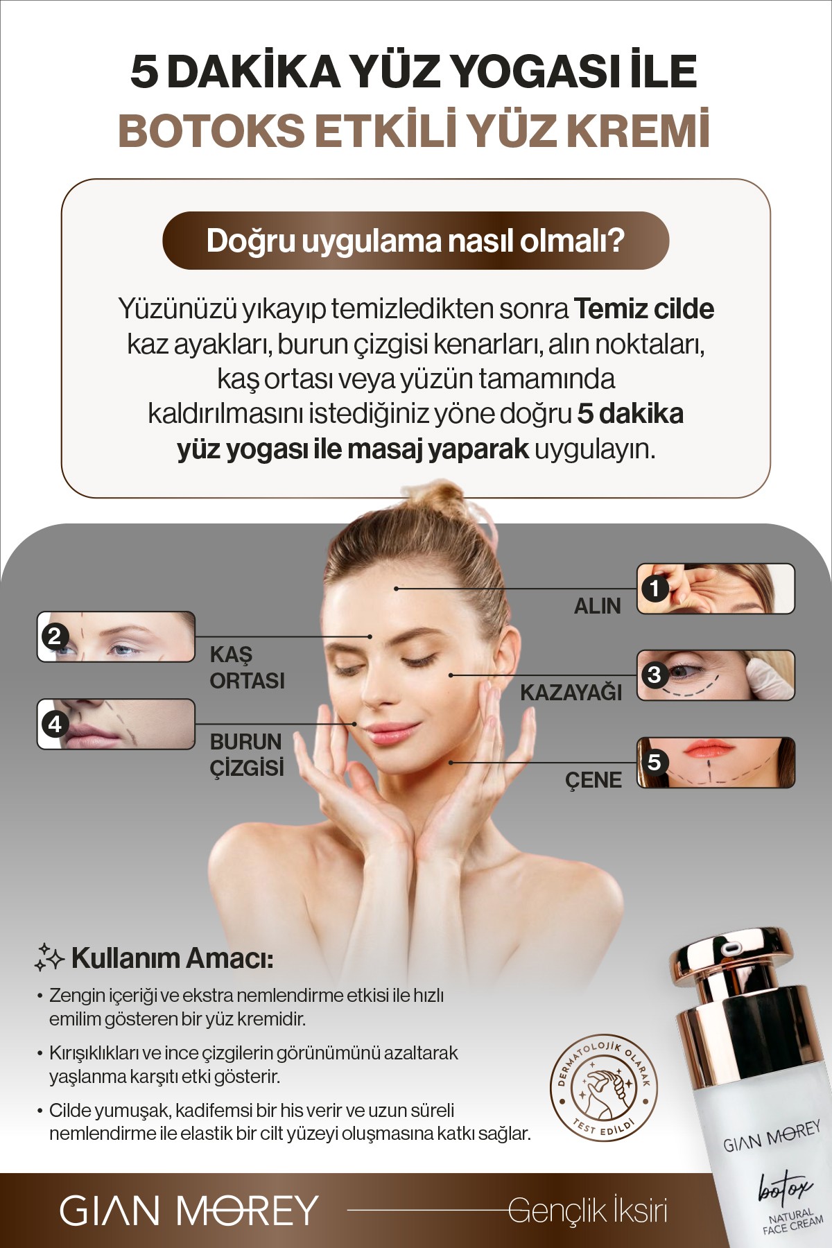 Gian Morey Botoks Etkili Kırışıklık Karşıtı Natural Face Cream 30 ml