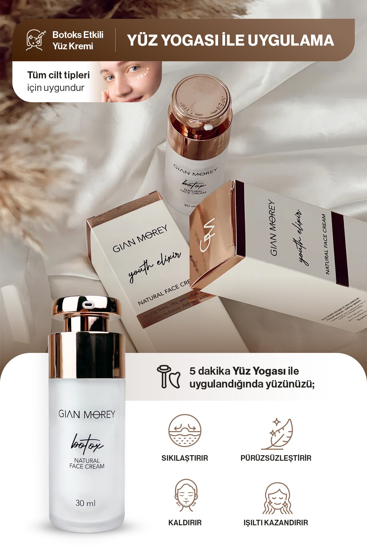 Gian Morey Botoks Etkili Kırışıklık Karşıtı Natural Face Cream 30 ml