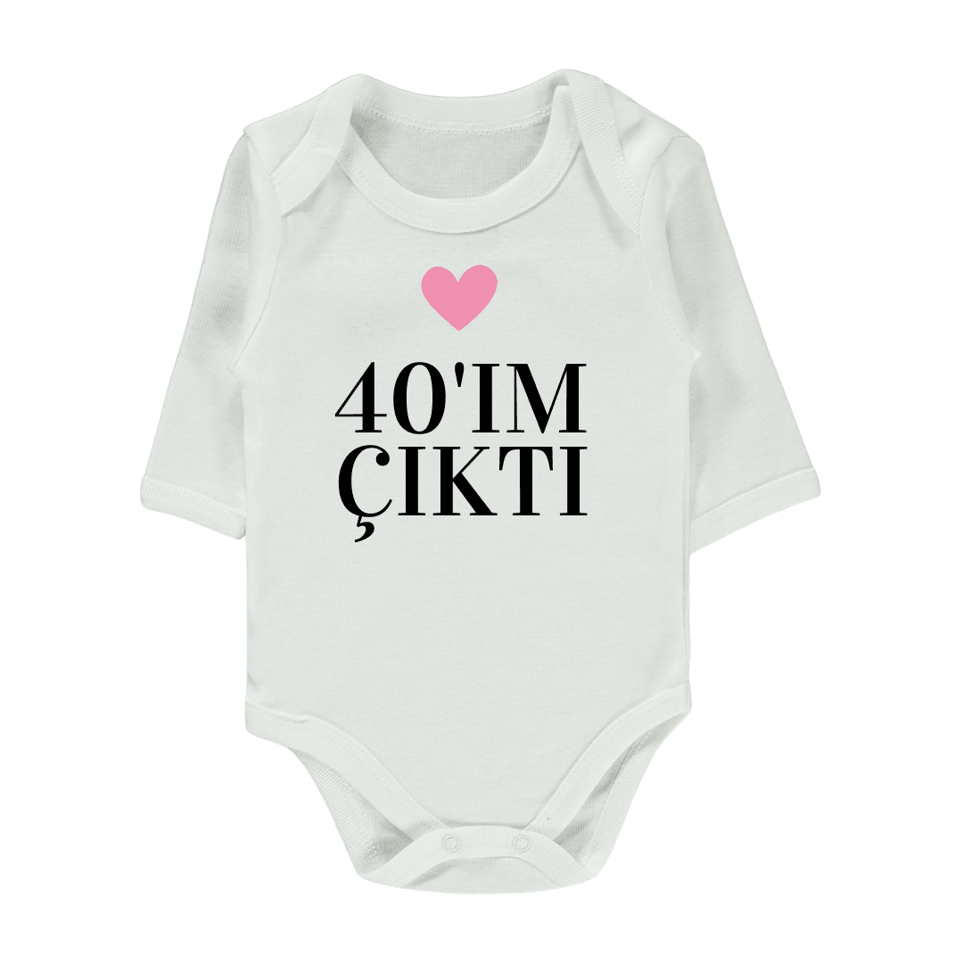 40'IM ÇIKTI Baskılı Çıtçıtlı Uzun Kol Kız Bebek Zıbın
