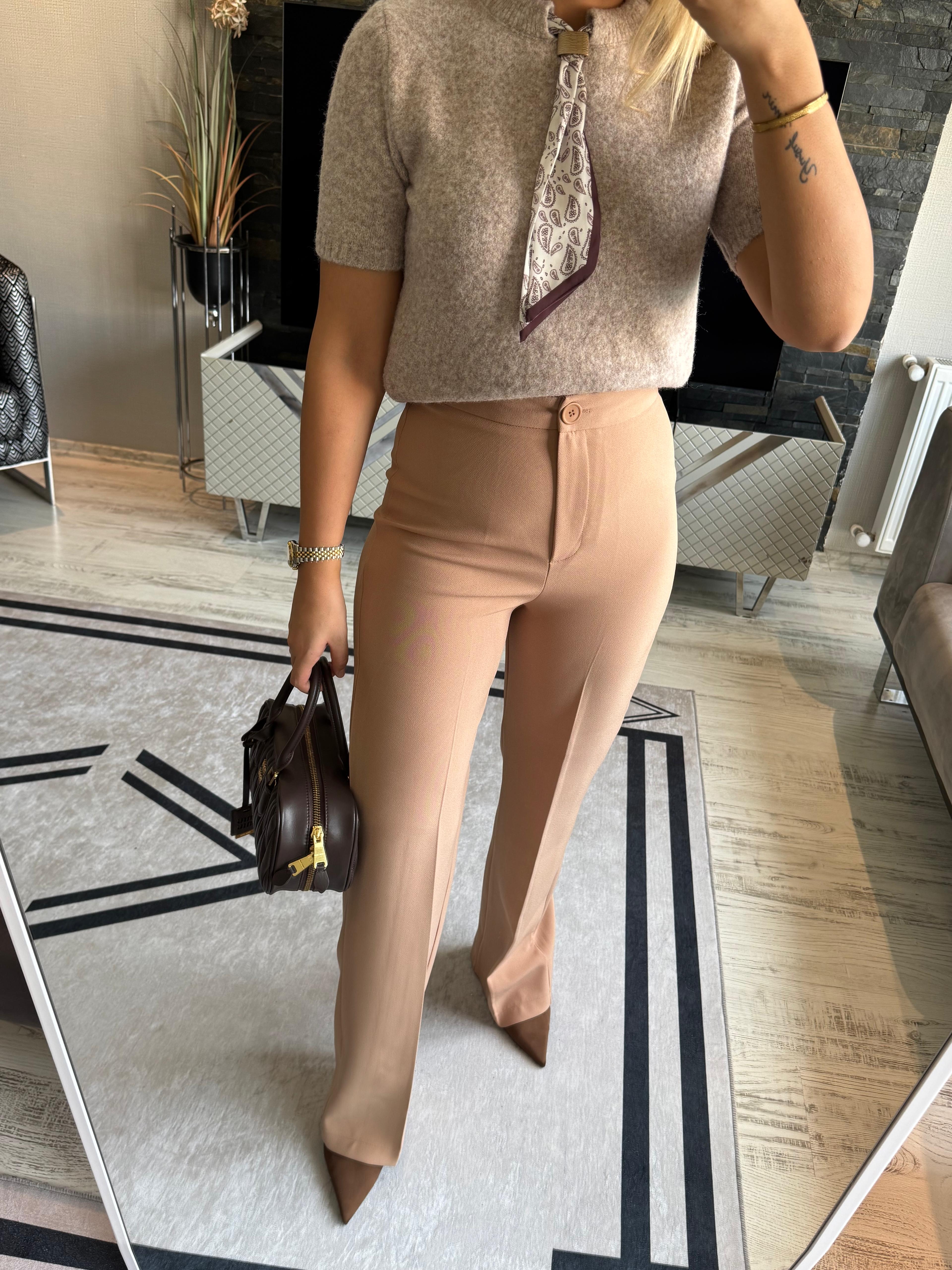 Soft Camel Yüksek Bel Pantolon 