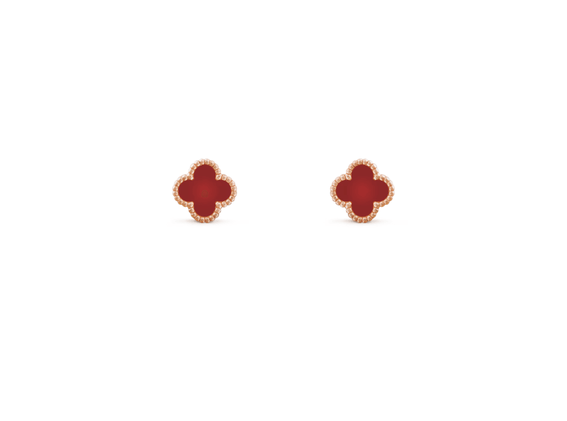 VCA. Mini Bordo Gold Çivi Küpe