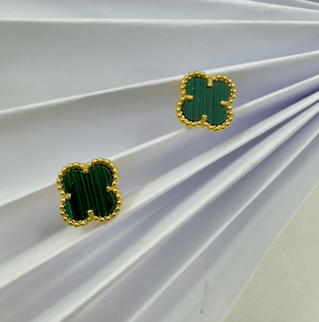 Gold Malachite Küpe