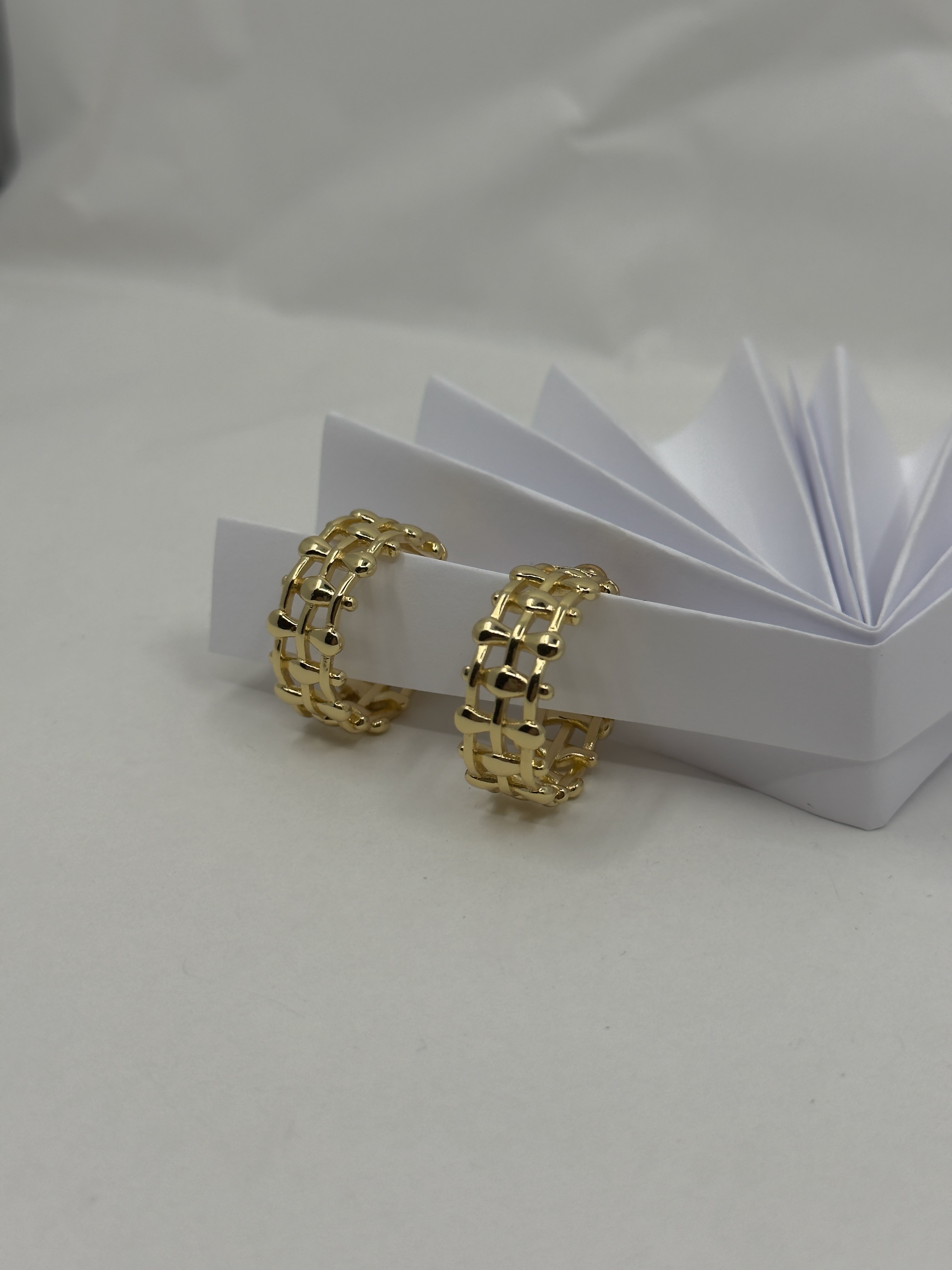 Blncg. Gold Hasır Hoop Küpe