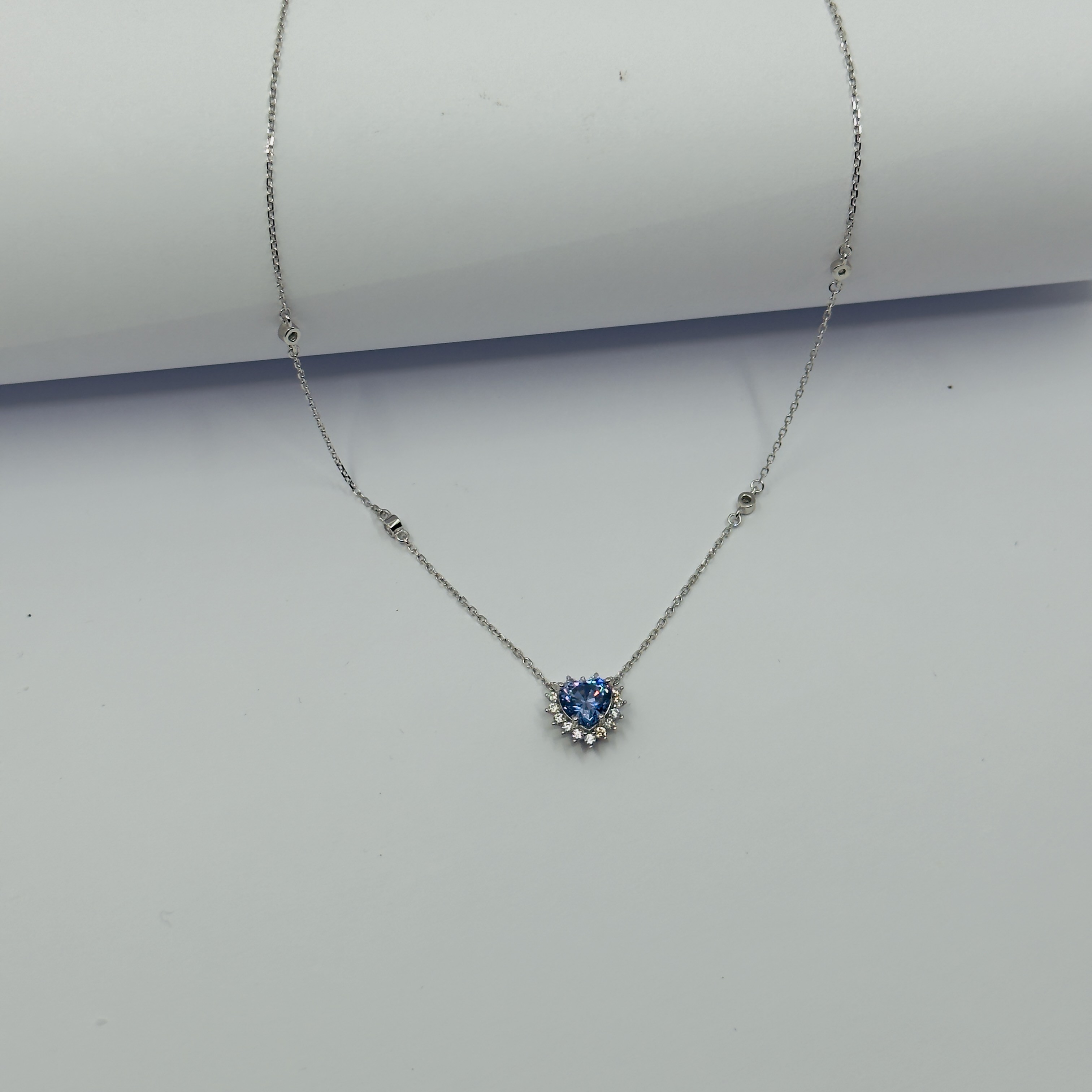Blue Heart Işıltı Gümüş Kolye