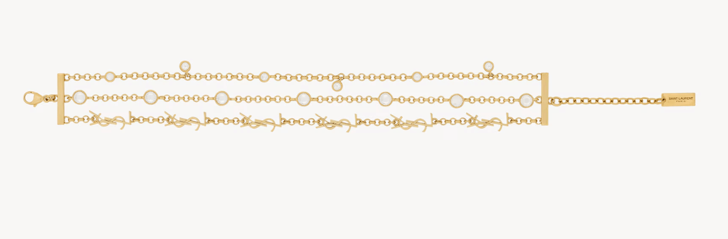 YSL. Gold Üçlü Sıra Bileklik