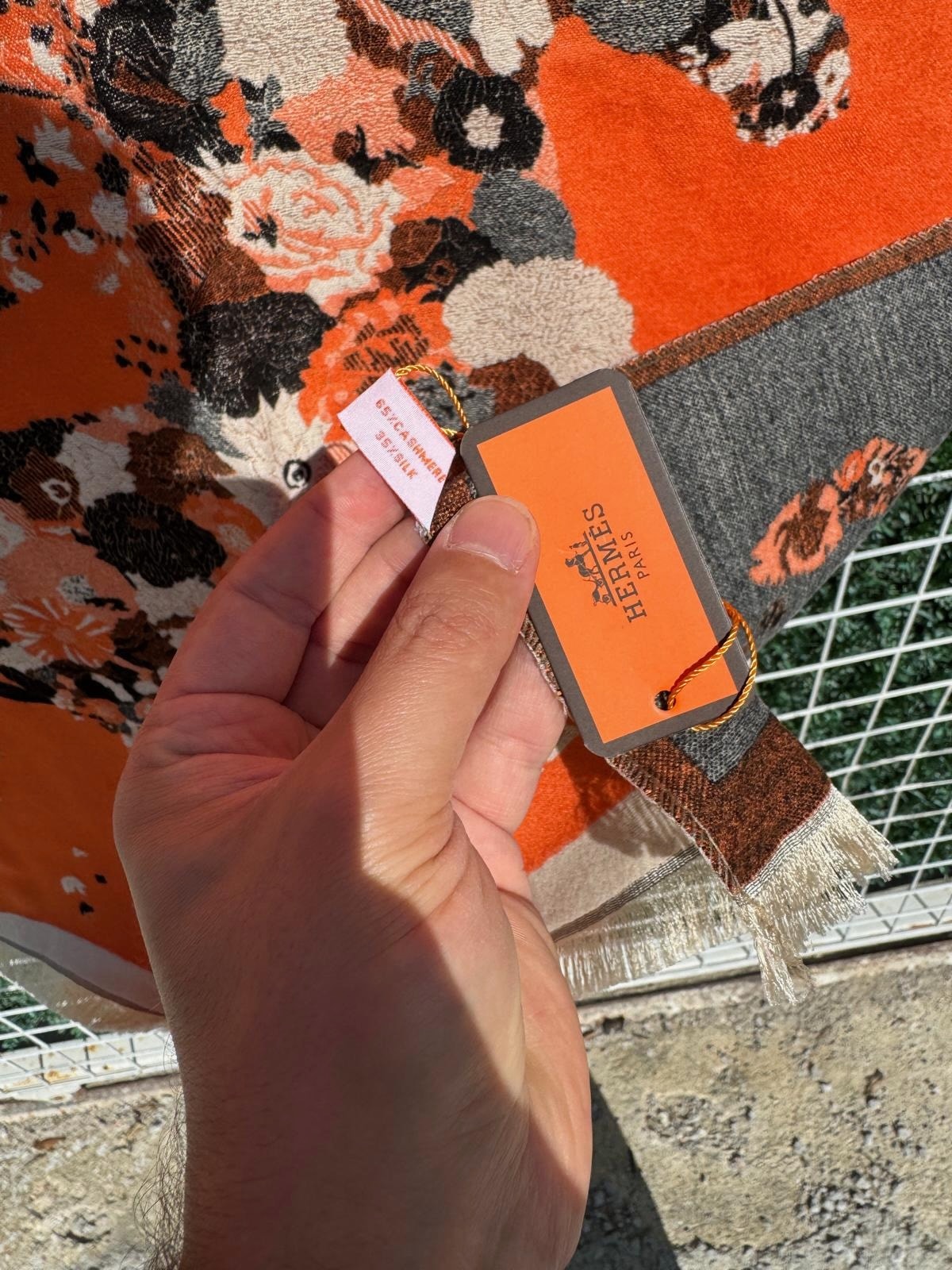 Cheval Fleuri Orange Poppy Kaşmir & İpek Şal