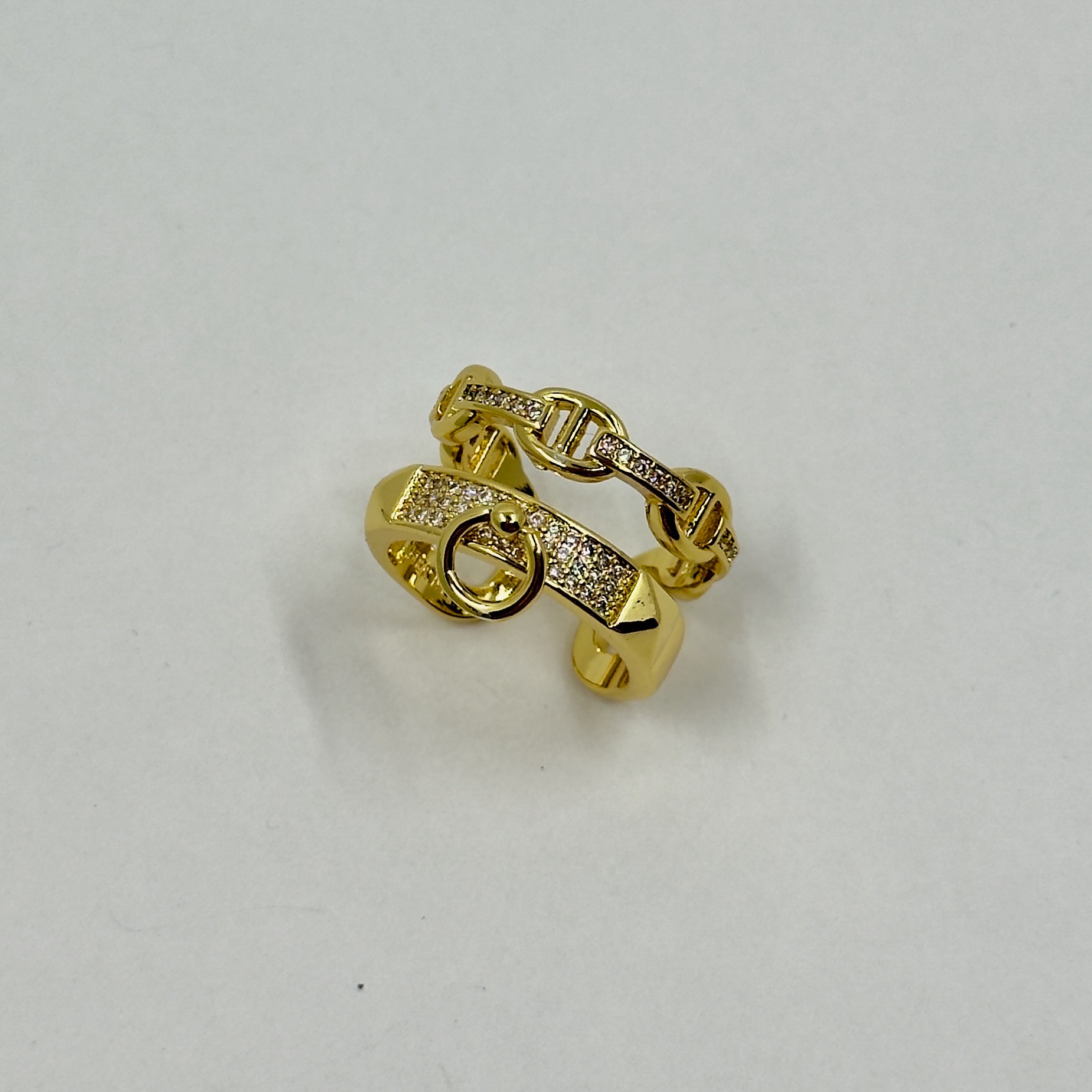 Hrms. Gold Ayarlanabilir Chain Lock Yüzük