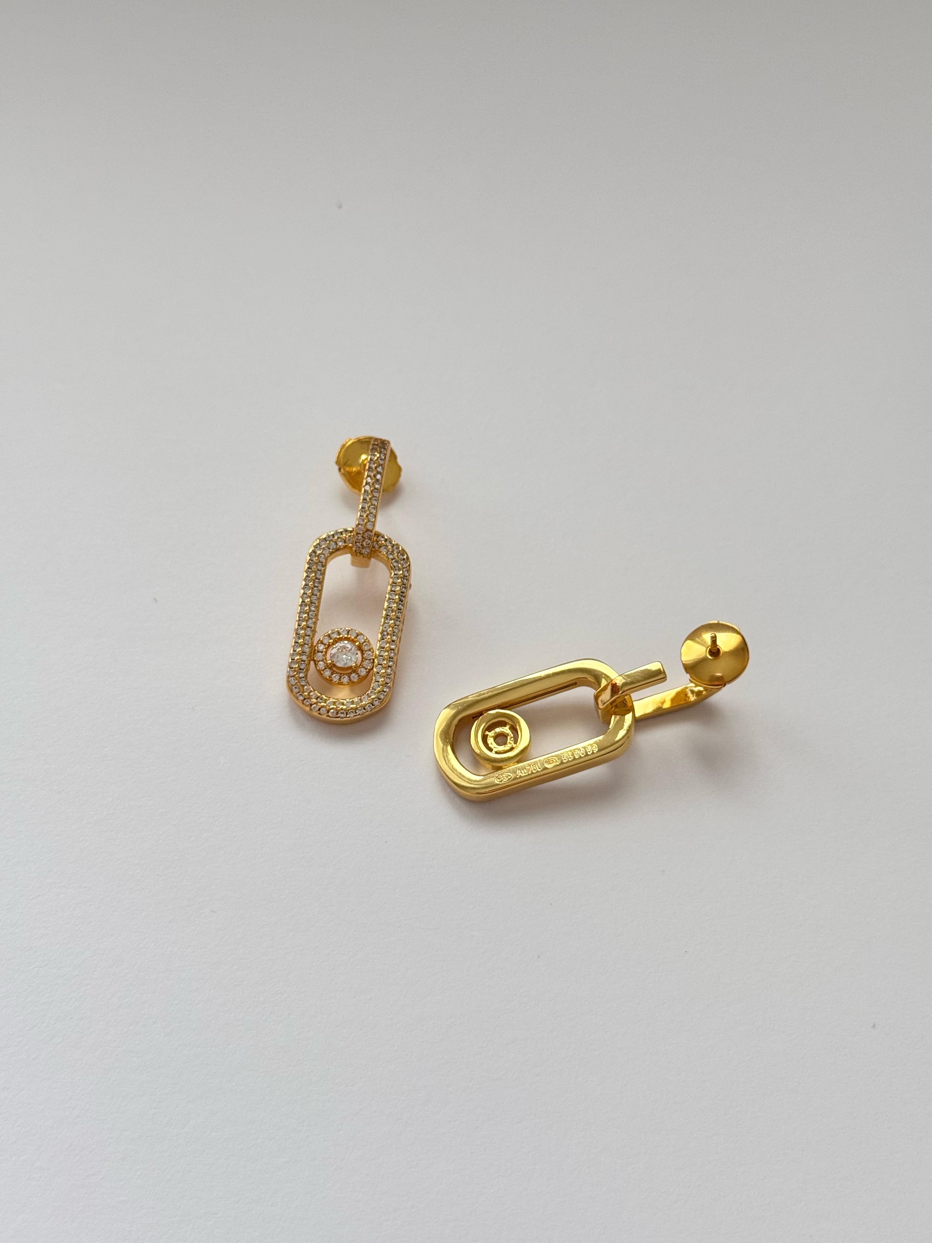 Mess. Dangle Move Pave Gold Küpe