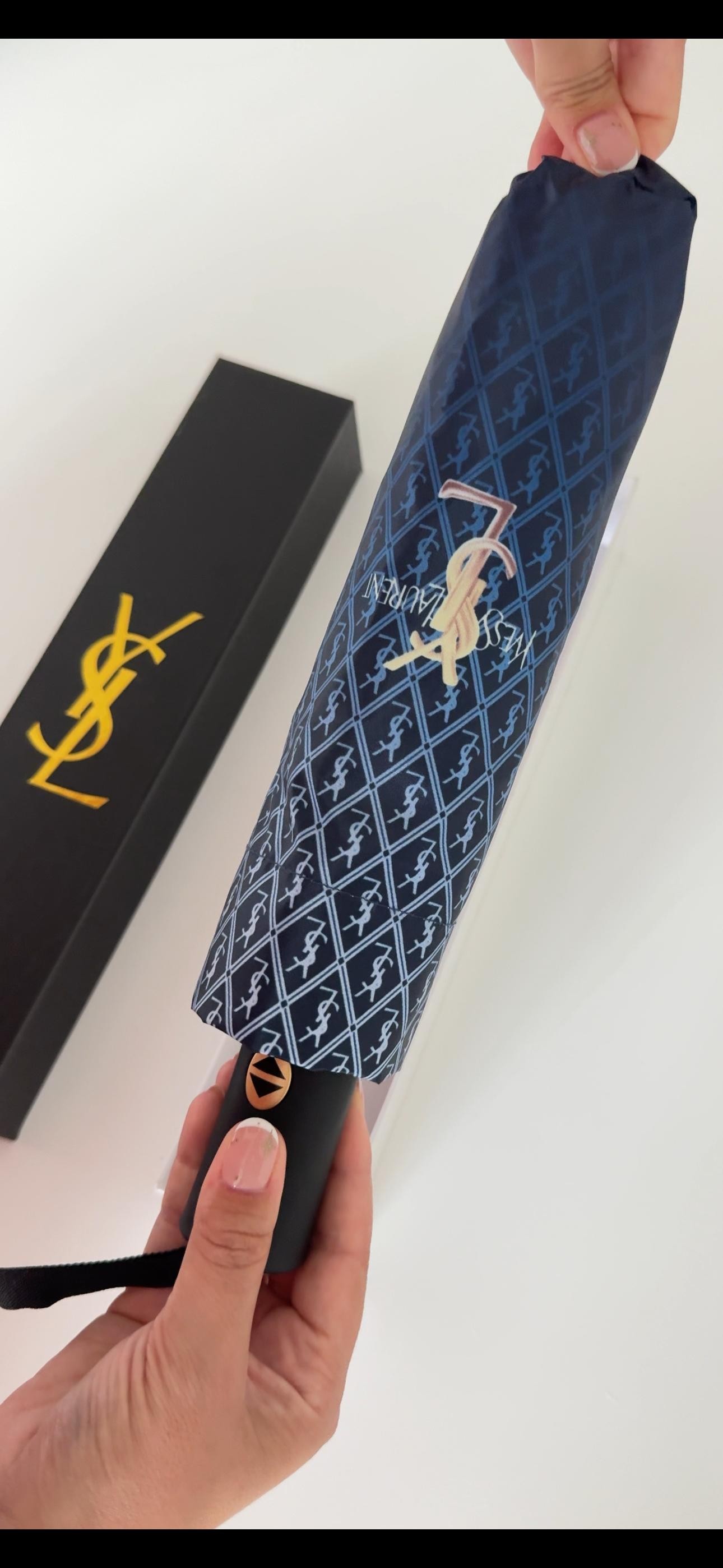 YSL. Logo Detay Mavi Unisex Şemsiye