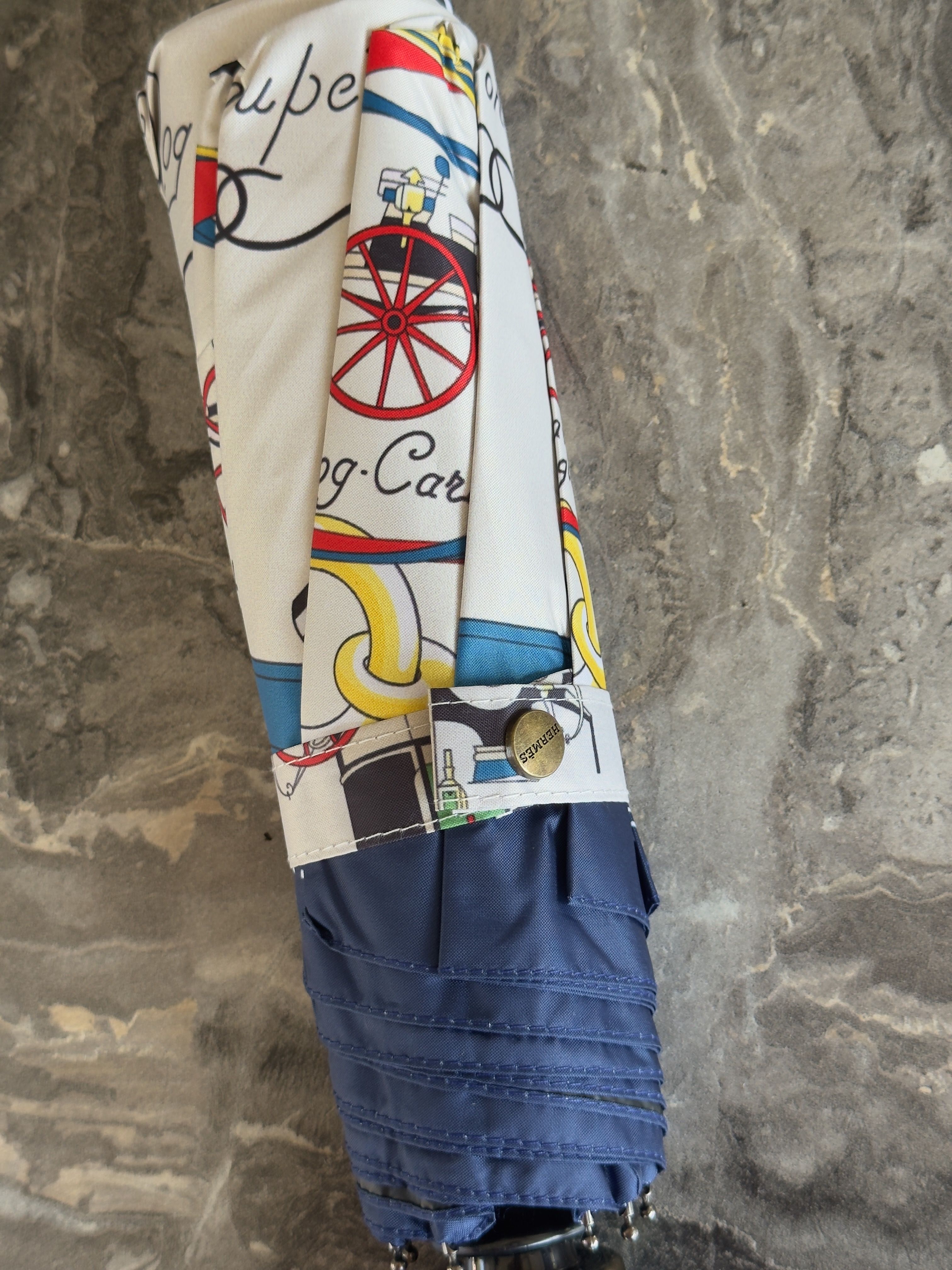 Marais Vintage Carriage Bleu Desen Şemsiye