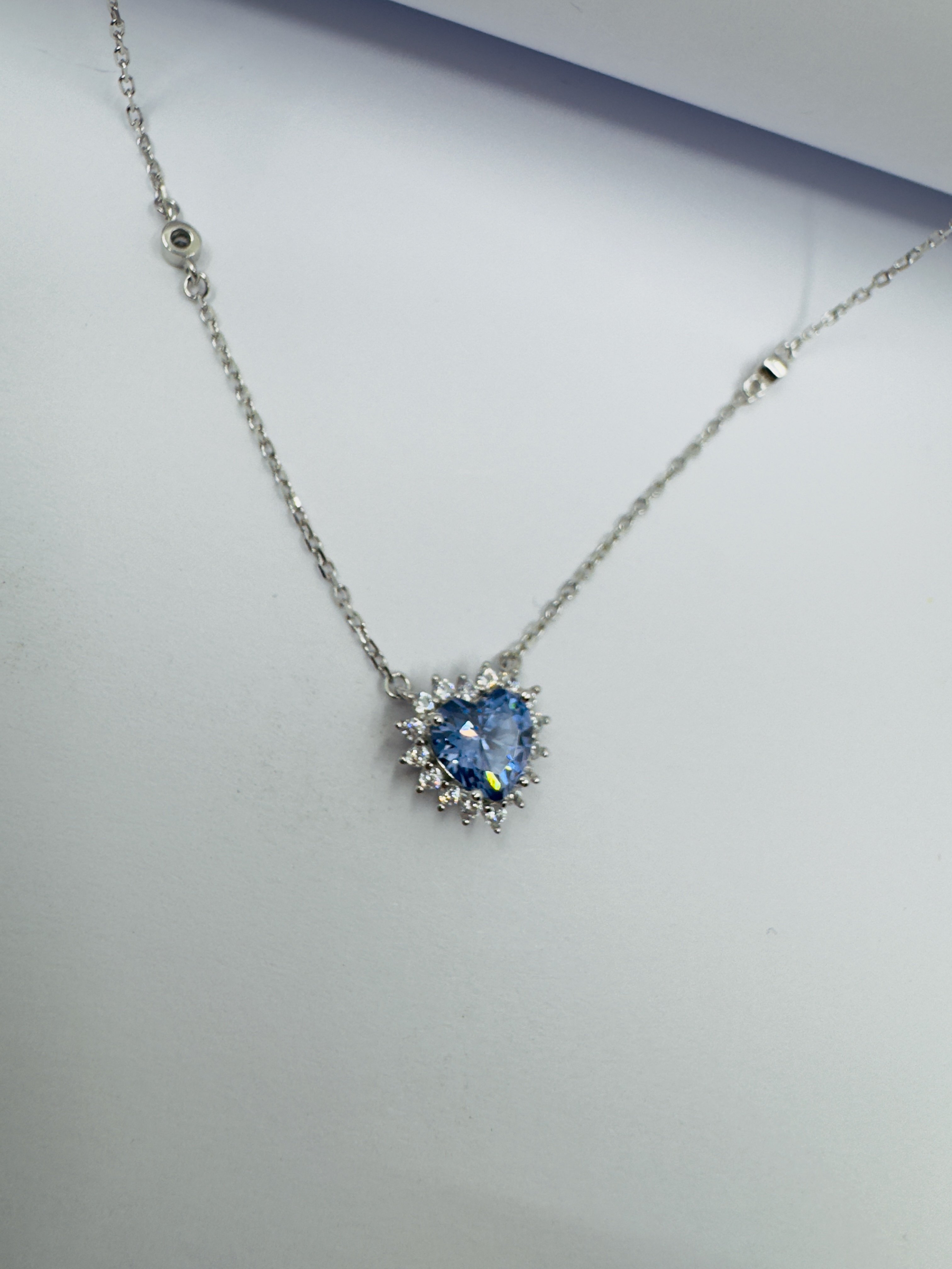 Blue Heart Işıltı Gümüş Kolye